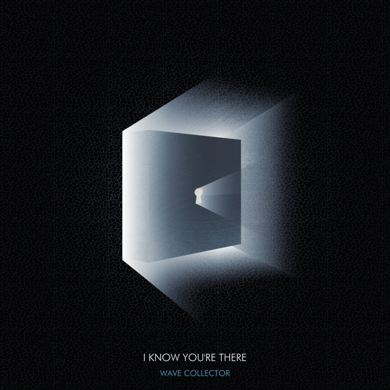 Album art for the new Wave Collector single, "I Know You're There." It's an illustration of a glowing block with a keyhole in it sliding out of a hole in the wall.